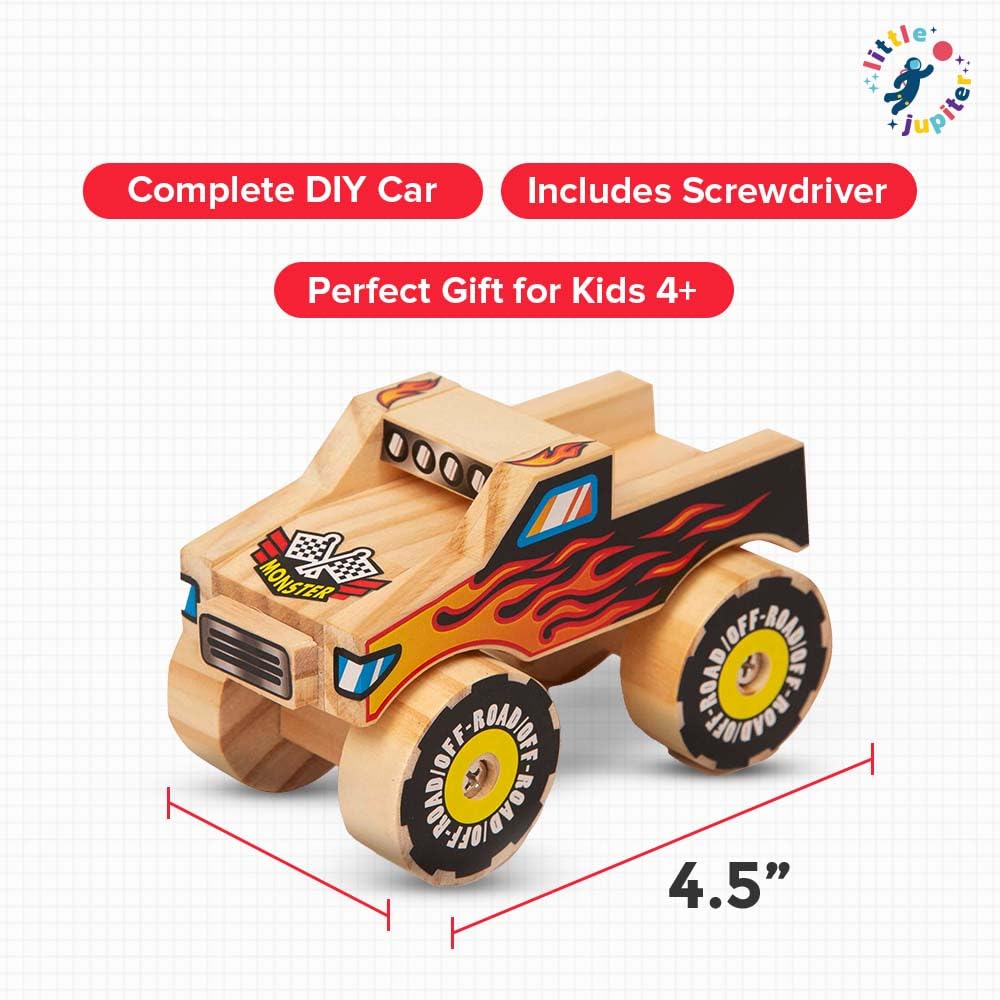 Little Jupiter monster truck wheels enable moving play and interactive fun.