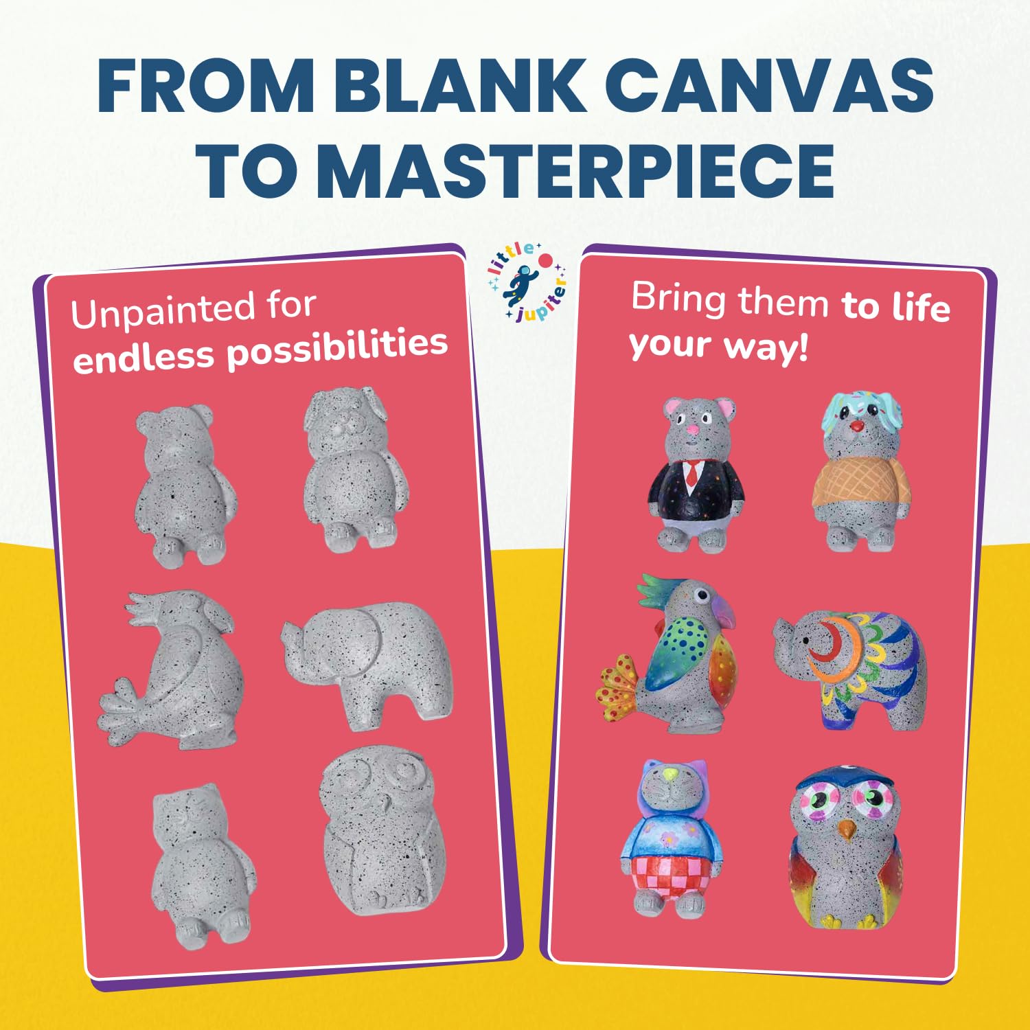 Little Jupiter Rock Buddies dog rock figure perfect for group art time.
