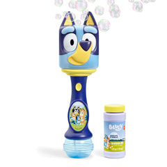 Little Kids BLUEY light and sound bubble wand displaying colorful bubbles as it plays music.
