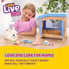 Little Live Pets Bunny Mama Surprise hutch provides a cozy home for a bunny family.