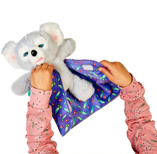 Cozy Dozy Kip Koala snuggle closeup showcases soft plush for bedtime comfort.