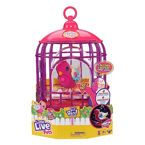Lil' Bird cage display on stand for charming decor.