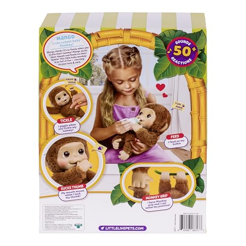 Mango the baby monkey with soft fur for gentle pretend play.