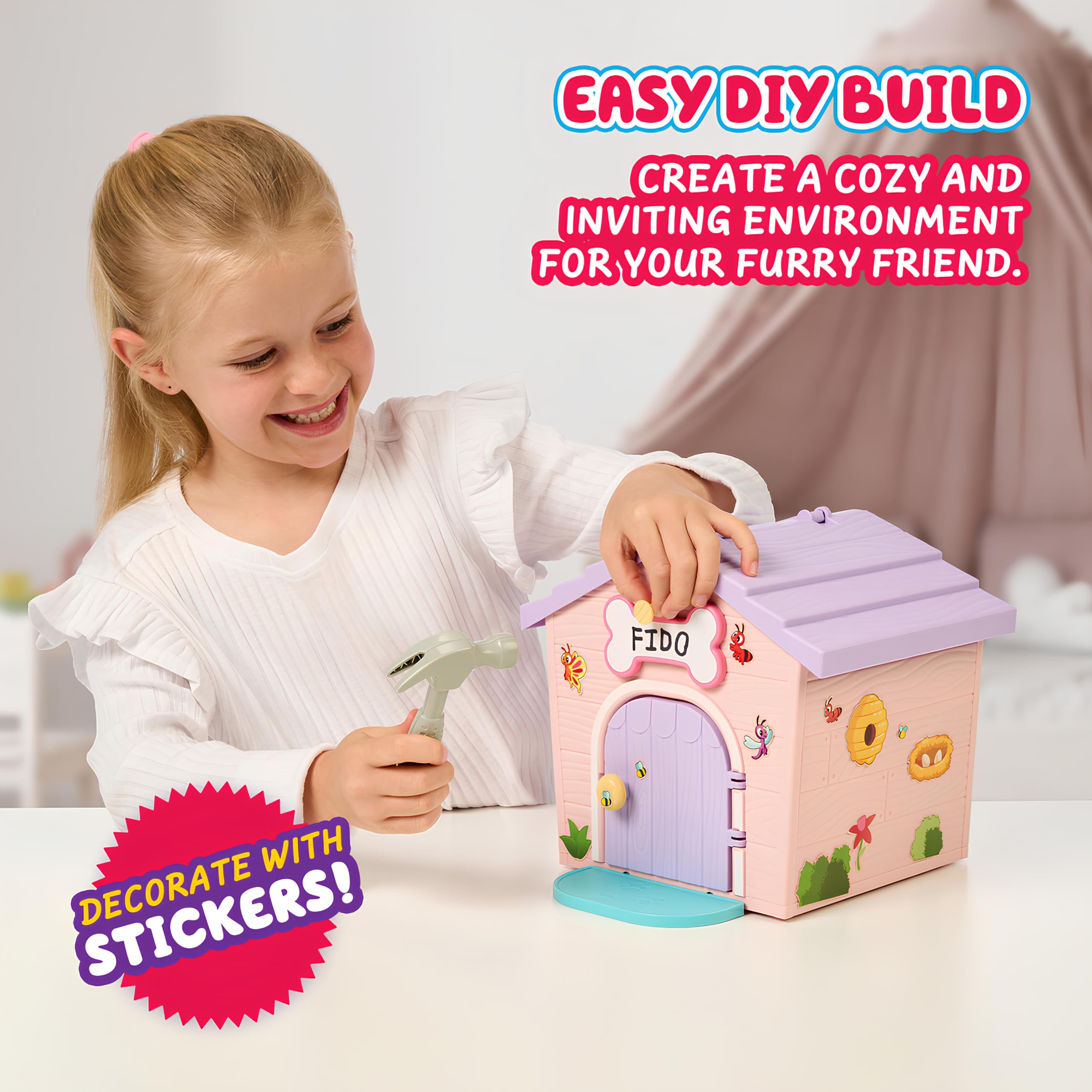 Little Live Pets dog house with stickers lets kids customize their pet scene