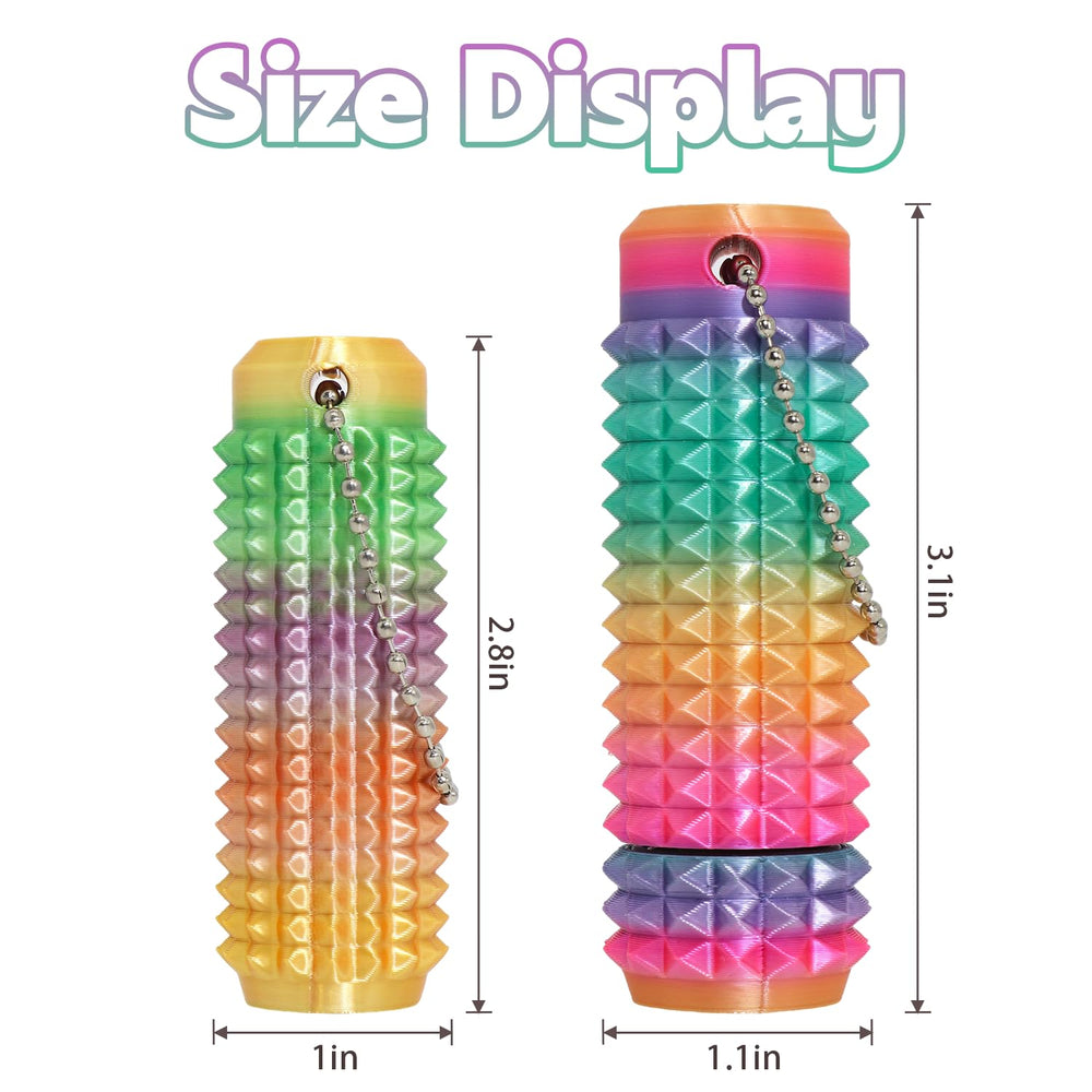 Little Ouchies Rainbow spikes keychain ready for portable anxiety relief.