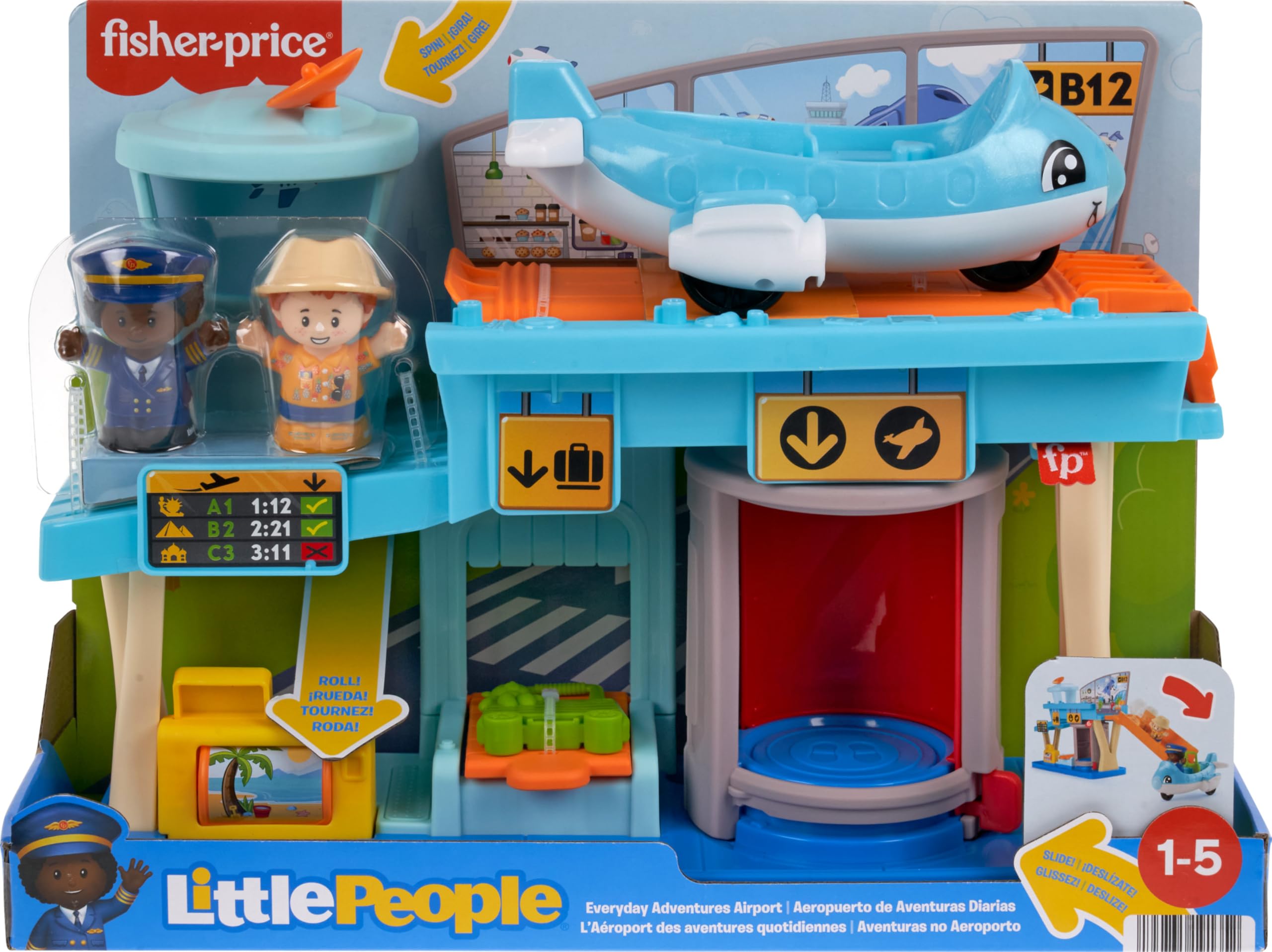Little People airport playset boarding plane scene inviting shared play