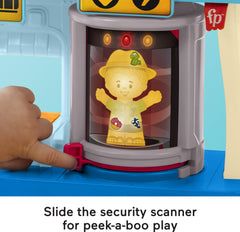 Little People airport playset folding jet bridge for precise, hands-on boarding action