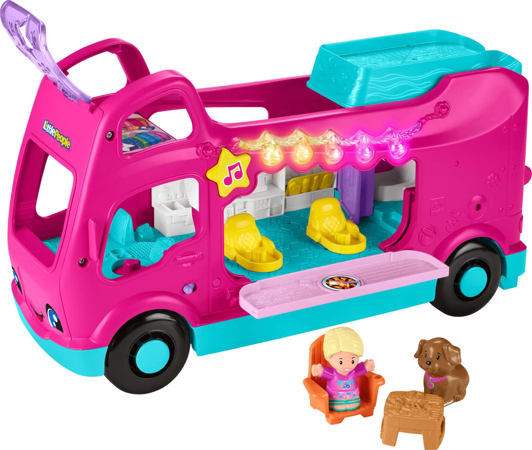 Little People Barbie Dreamcamper RV driver seat with lights for interactive play