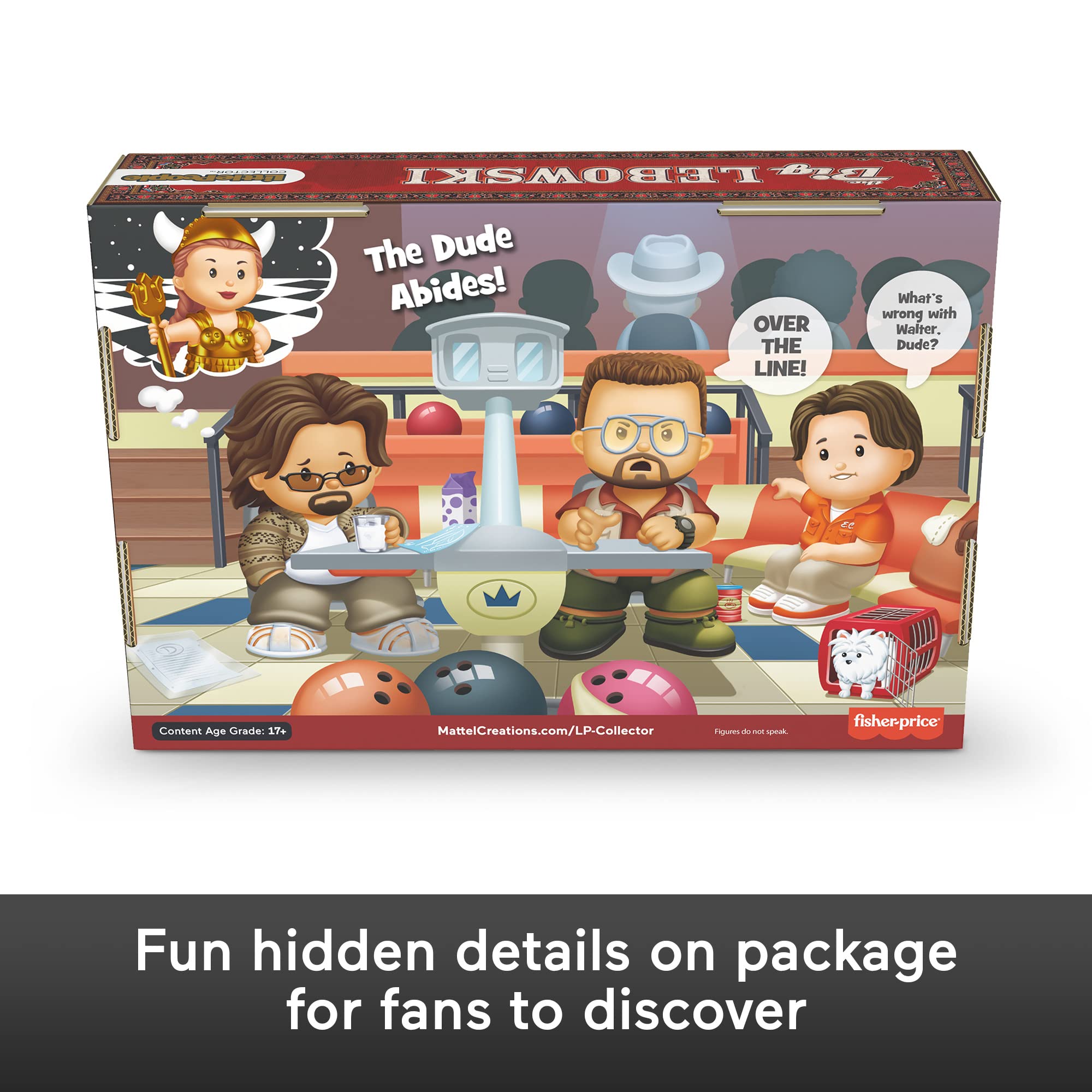 Little People Collector Big Lebowski packaging with bowling alley motif, ideal for gift-ready display