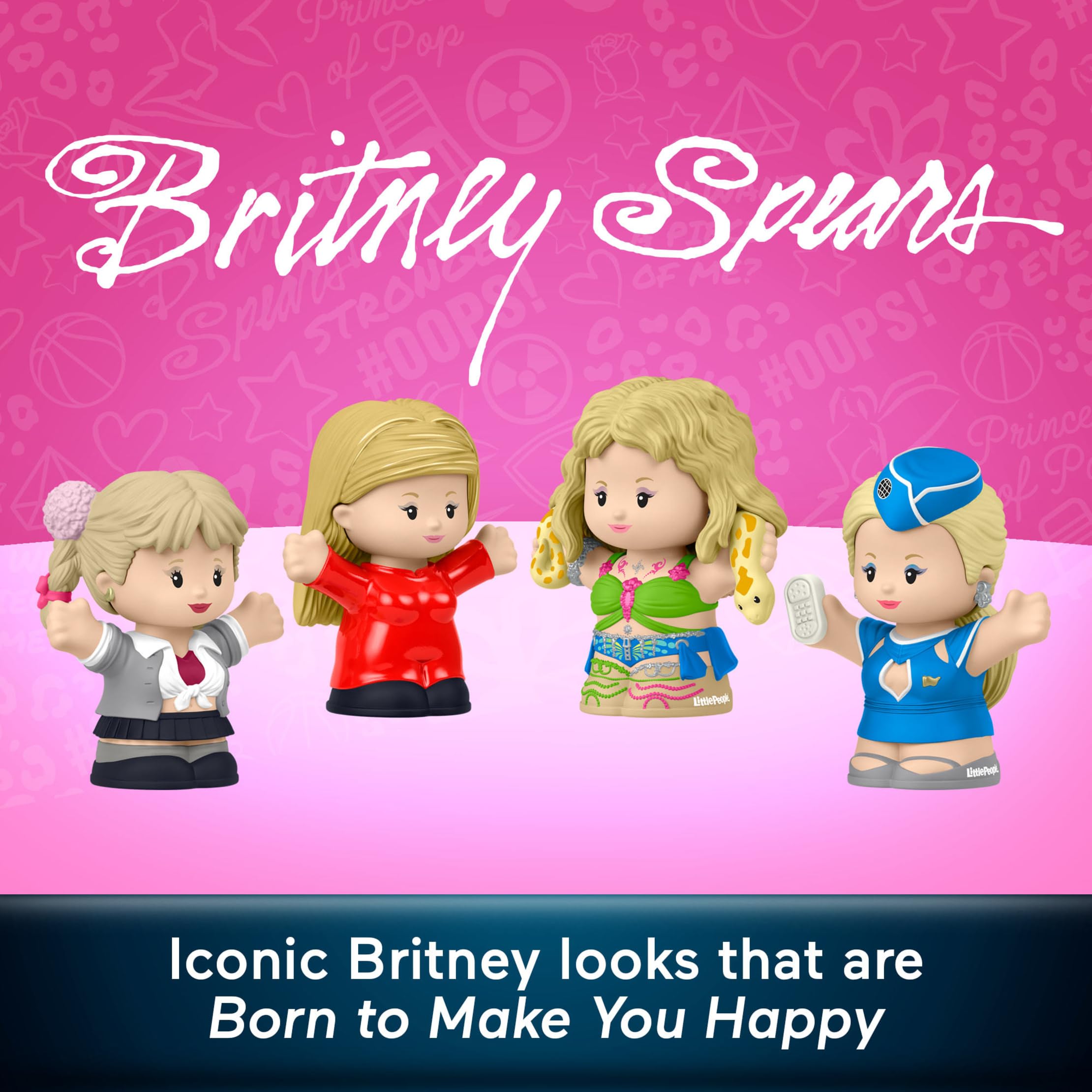 Britney Spears red bodysuit figure from Little People Collector for fan display
