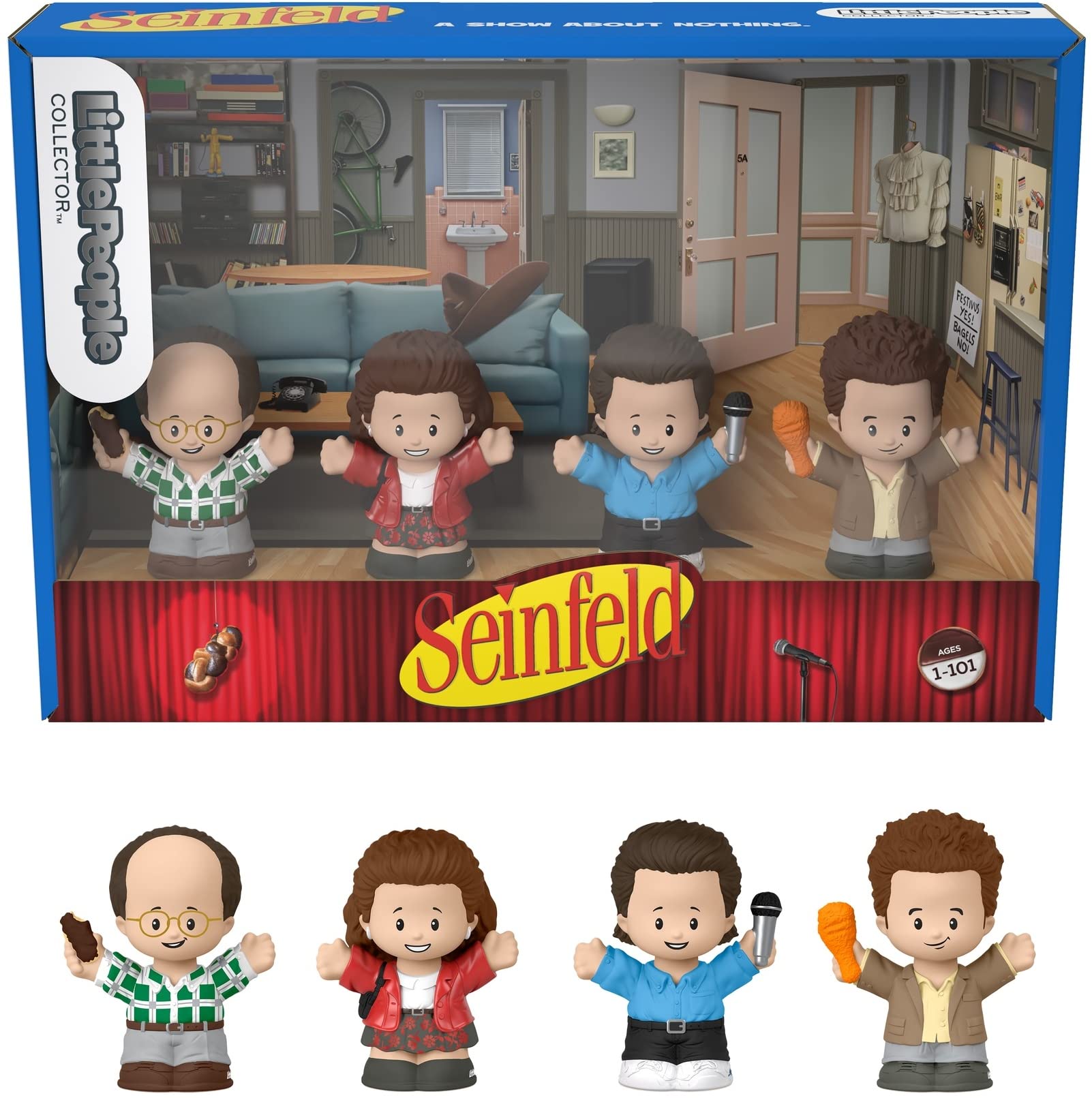 Little People Collector Seinfeld Jerry figure with microphone for display.
