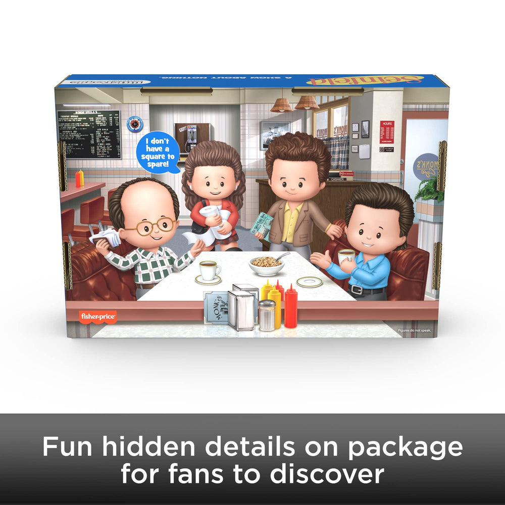 Little People Collector Seinfeld packaging artwork on display-ready gift set.