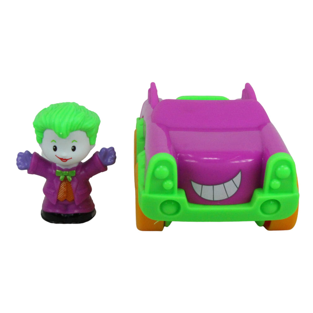 Bright colors on Little People DC figures invite sensory exploration during play.