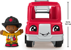 Little People Fisher-Price firetruck cabin figures invite role play with a friendly driver character.