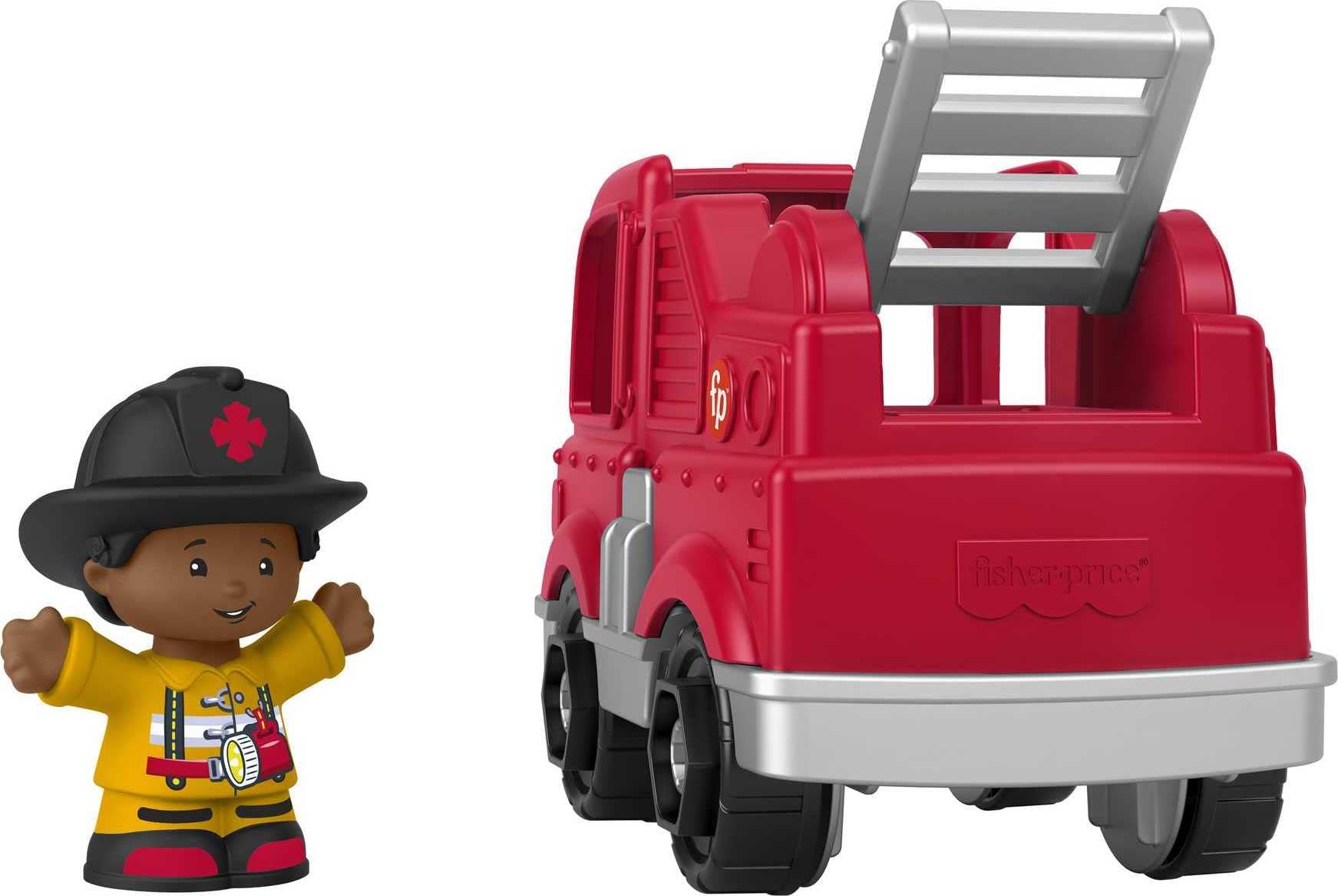 Little People Fisher-Price firetruck compact design fits tidy toy storage.