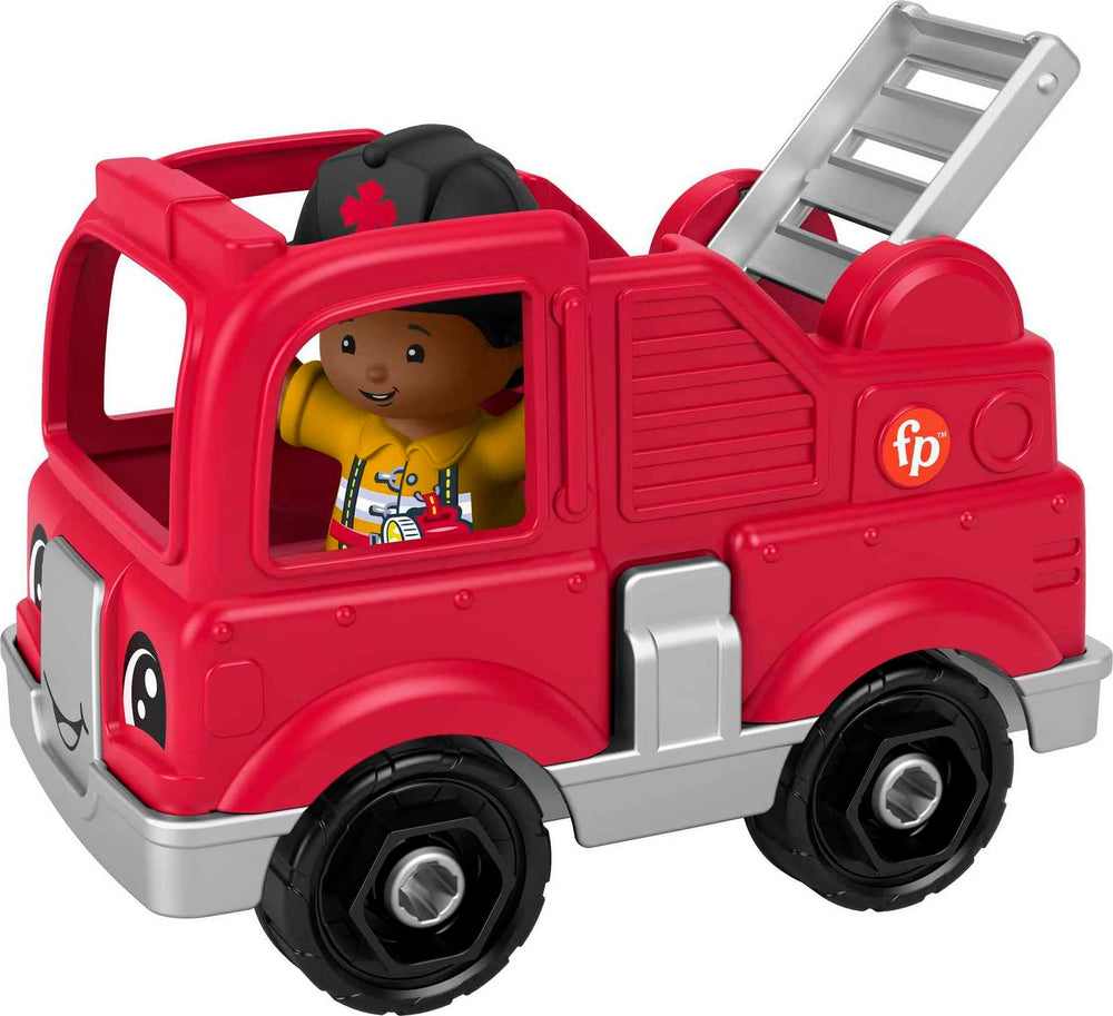 Little People Fisher-Price firetruck durable plastic supports long-lasting play sessions.
