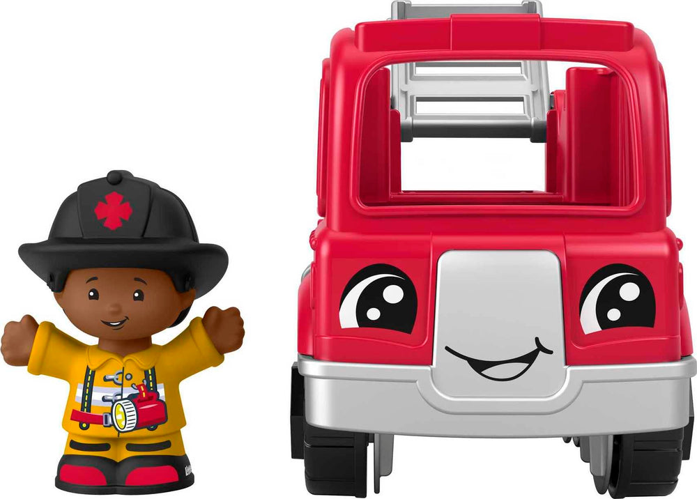 Little People Fisher-Price firetruck side view highlights easy grasp for tiny hands.
