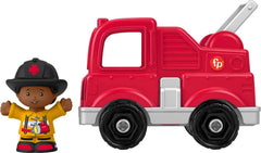 Little People Fisher-Price firetruck wheels roll smoothly on carpet and wood floors.