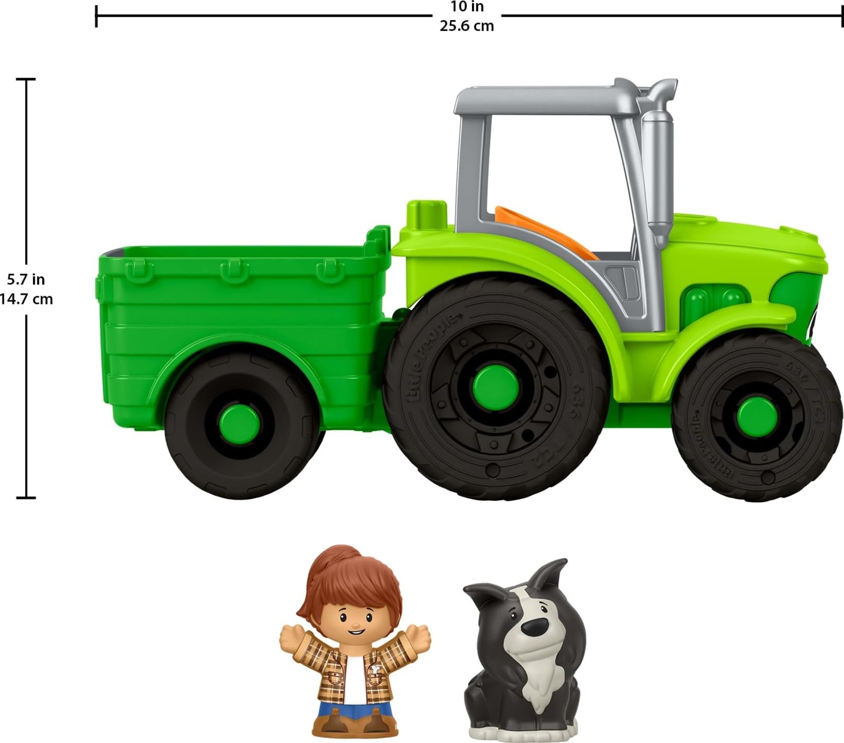 Batteries included for immediate play with the Fisher-Price Little People tractor.