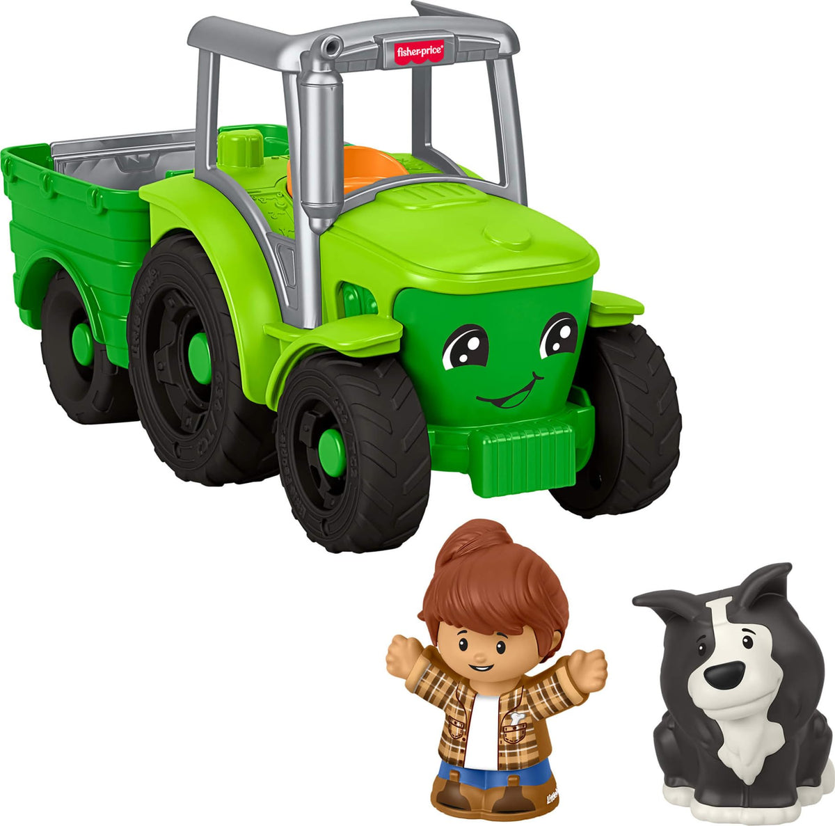 Little People push and play tractor front view for toddler imaginative play and farm fun.