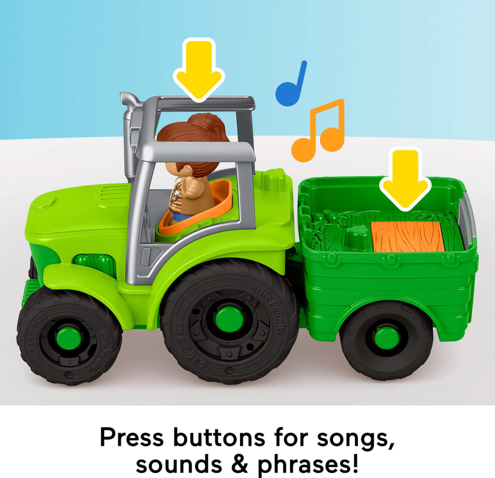 Little People push and play tractor trailer attachment for extra storytelling cargo play.