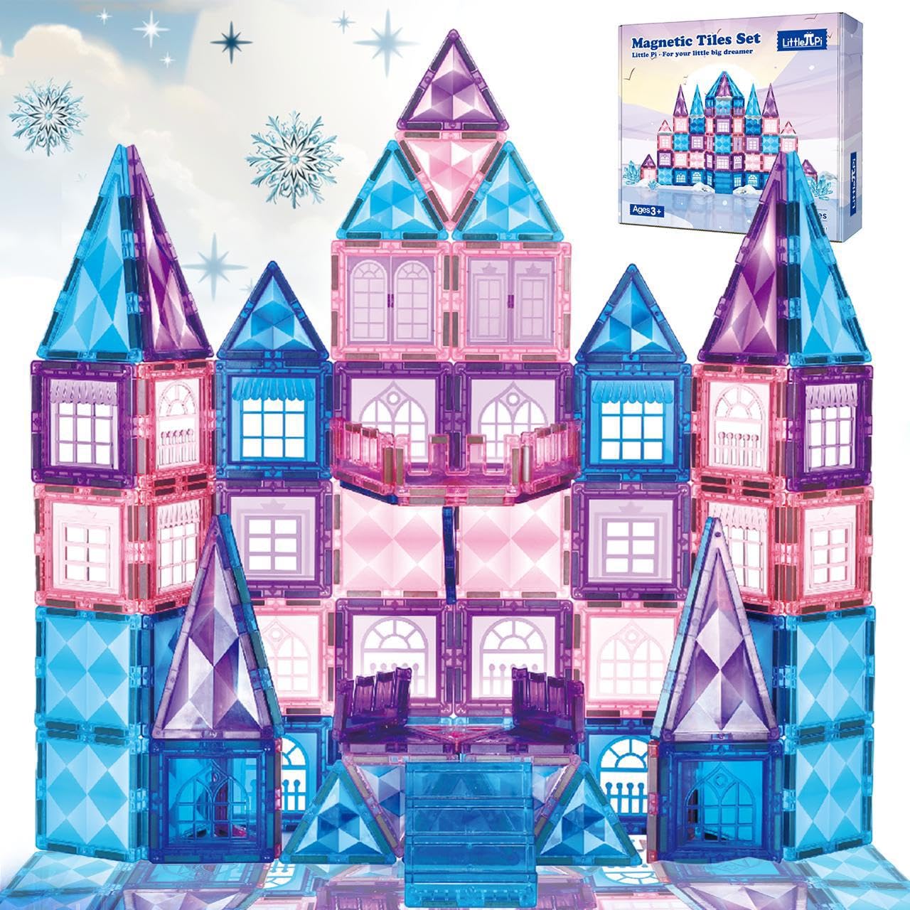 Little Pi Frozen Castle tiles showcased with doors and windows for imaginative pretend play.