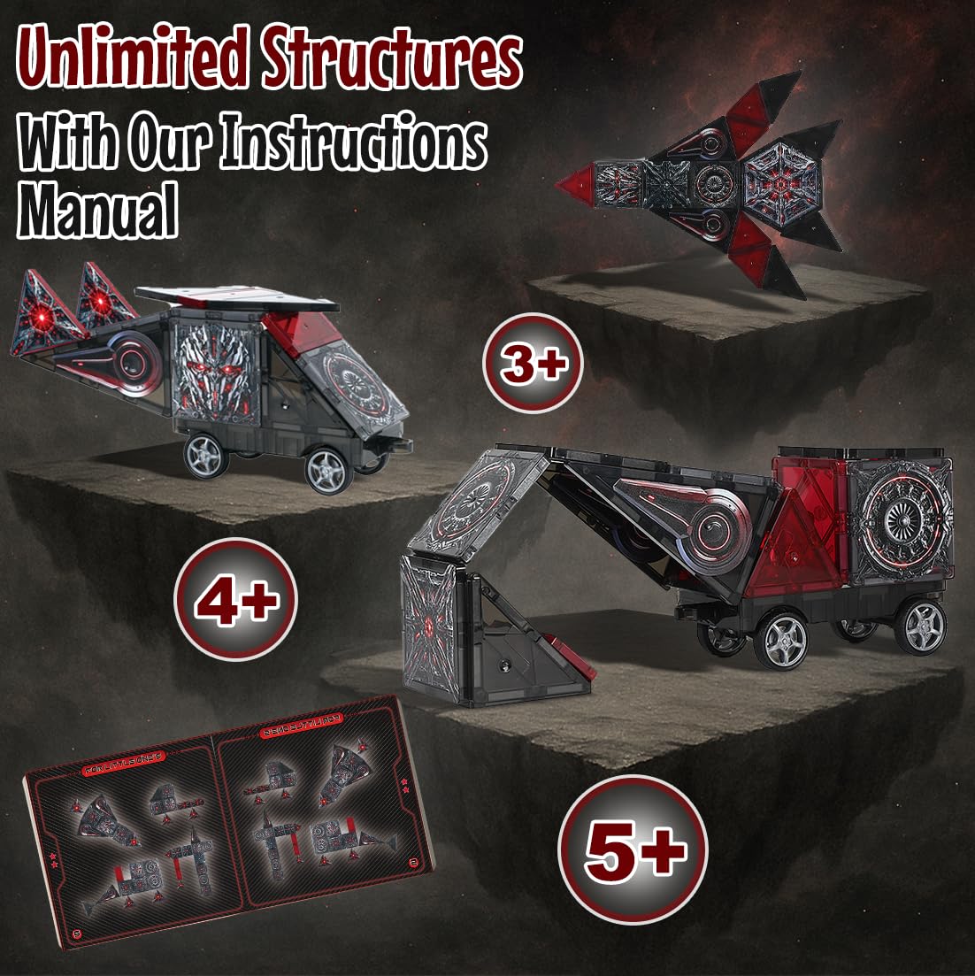 See-through pieces add depth to ShadowBots constructions.