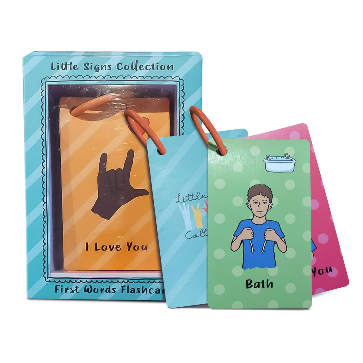 Little Signs Collection ASL flash card shows letter A with hand sign for early literacy practice.