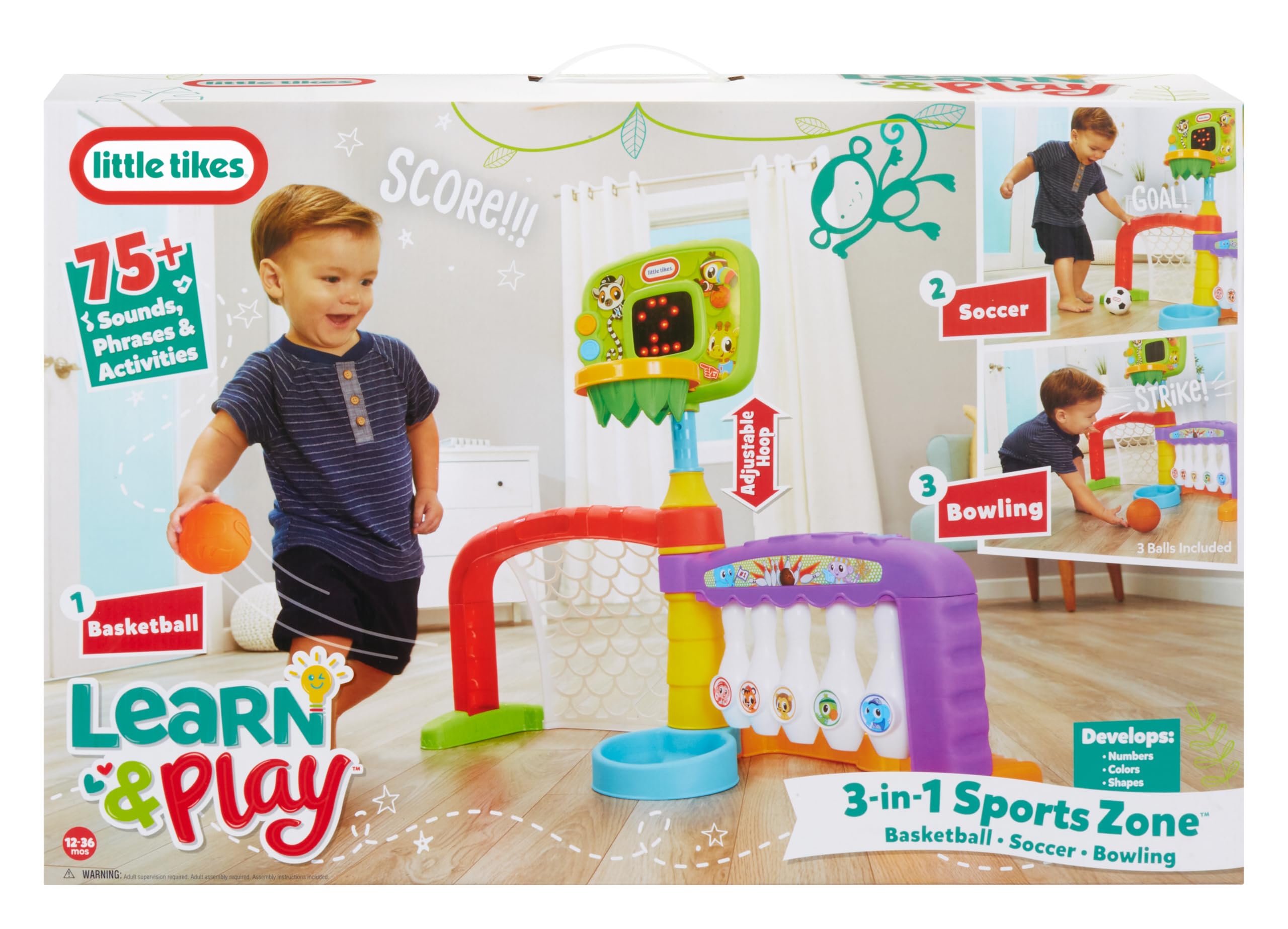 Little Tikes 3-in-1 Sports Zone family-friendly activity encourages cooperative play.