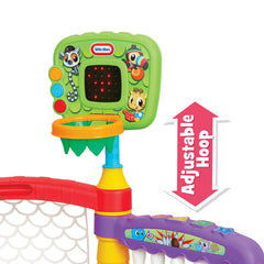 Little Tikes 3-in-1 Sports Zone folds for easy storage after playtime.