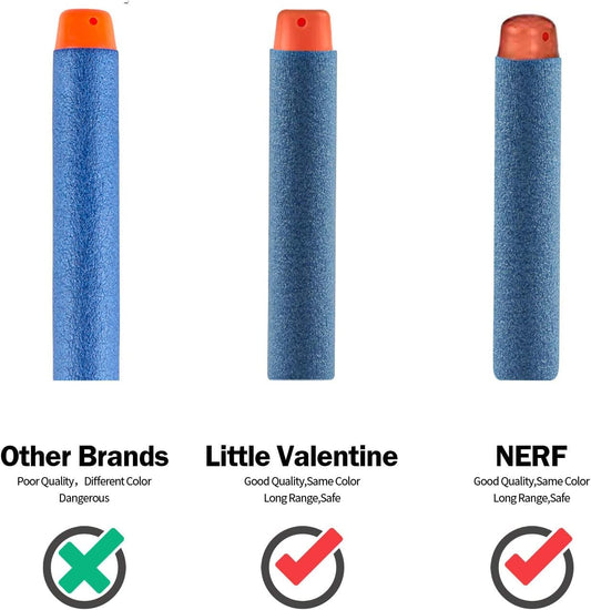 Little Valentine Nerf Elite 2.0 darts blue pack side view for quick reloads.