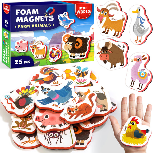 Little World cow fridge magnet – durable farm animal magnet for toddler play