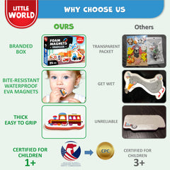 Little World fridge magnets 25 Eva foam vehicles with secure magnetic backing for fridge play