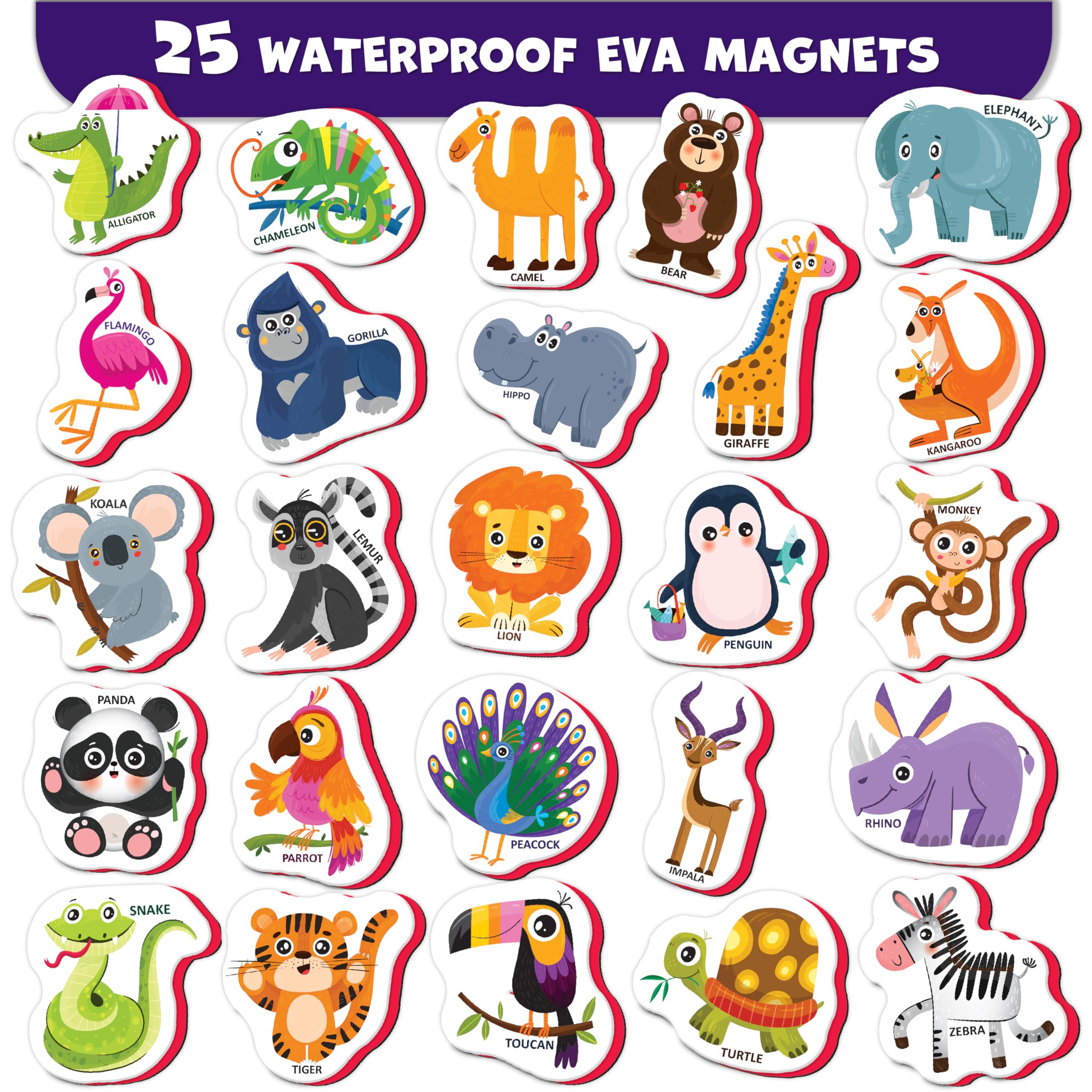 Little World lion and elephant magnets close-up for small hands