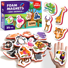 Little World zoo magnets on fridge door for toddlers