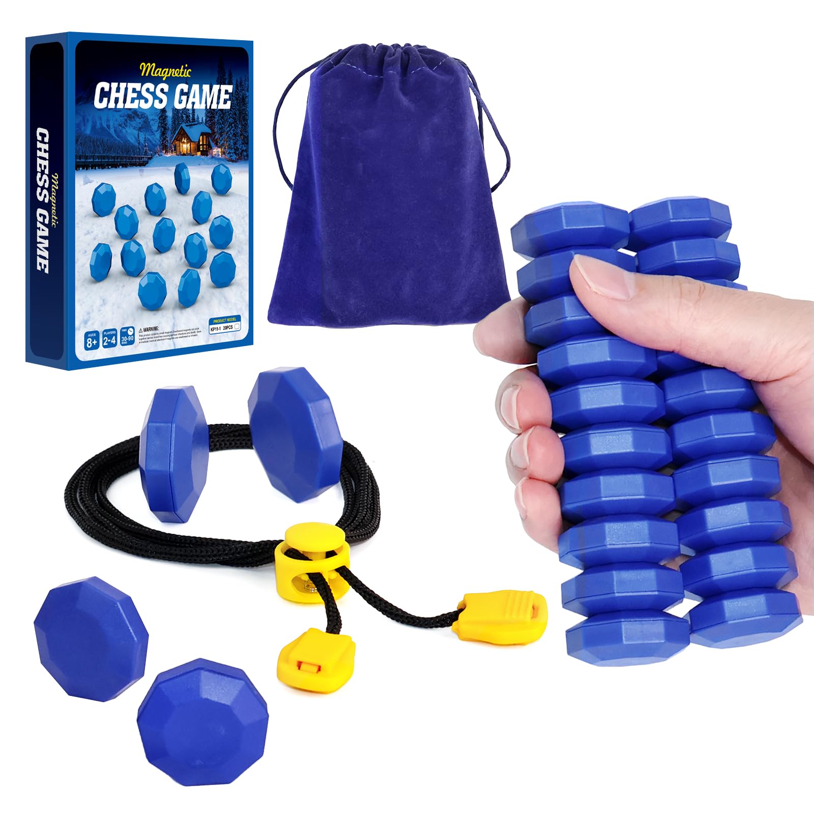 LITTLE YIFINI magnetic chess game compact case enables easy travel and quick setup.