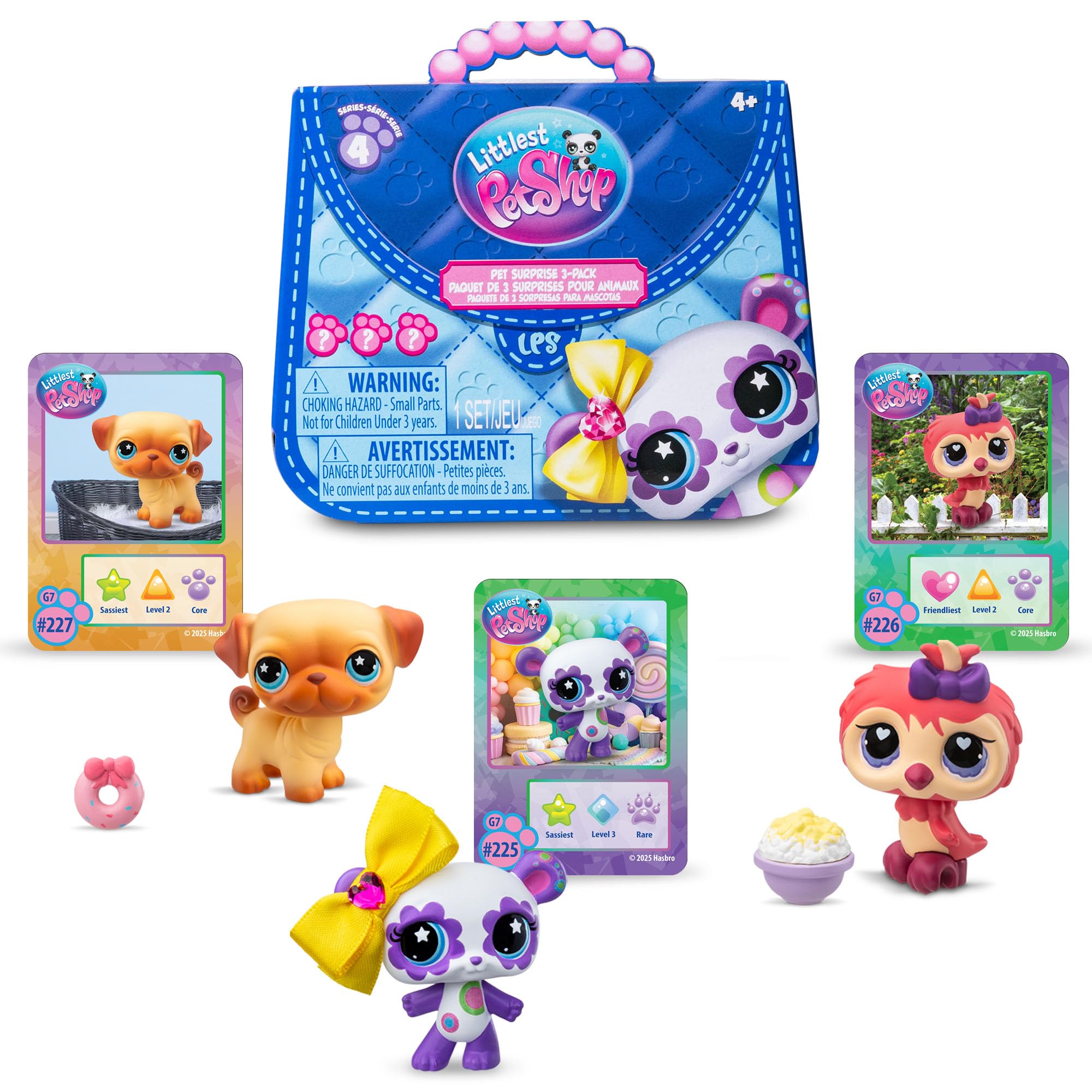 Littlest Pet Shop Pet Surprise Trios Series 4 packaging shows three cute bobblin' pets for collecting.