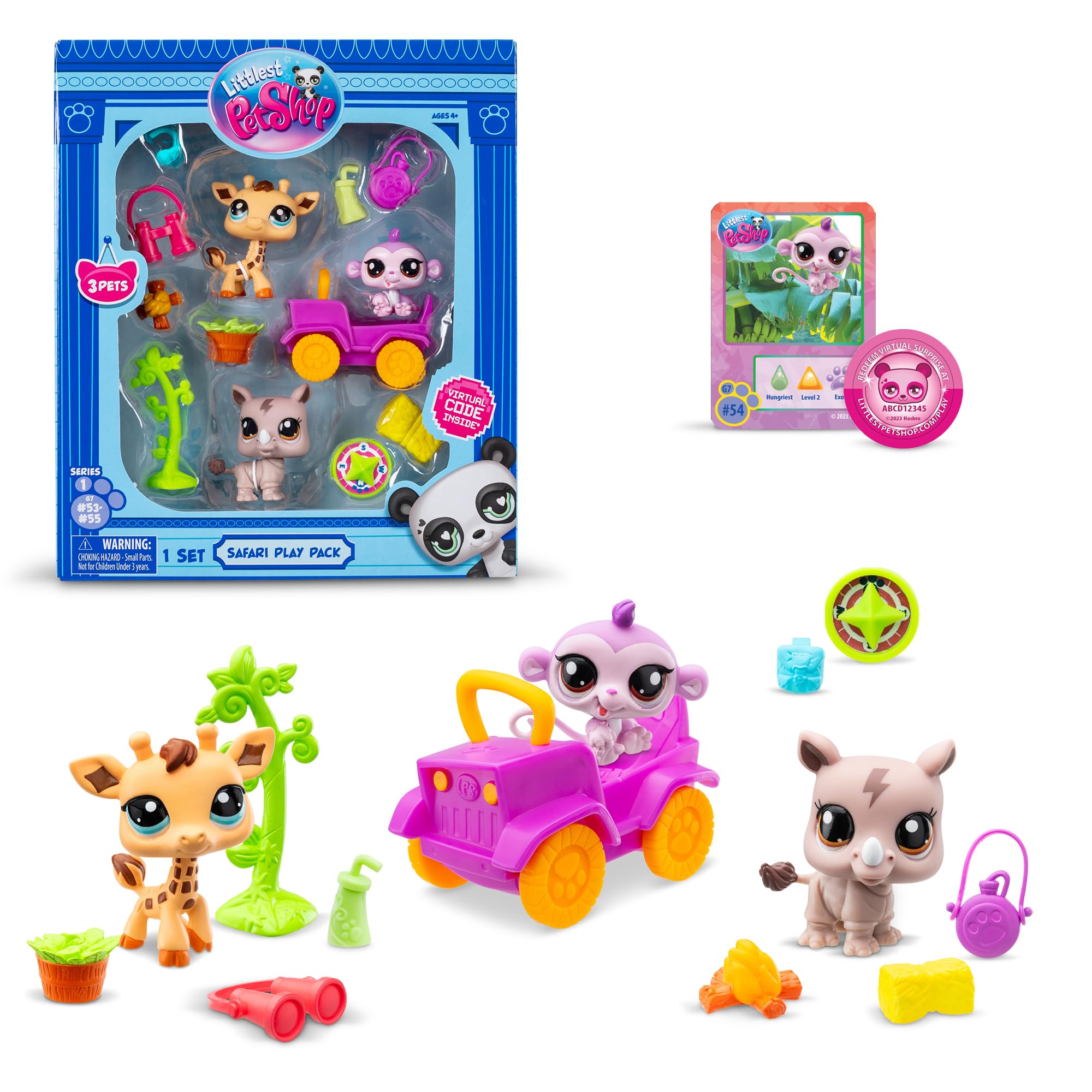 Littlest Pet Shop safari play pack featuring three bobblin' head pets for imaginative play.