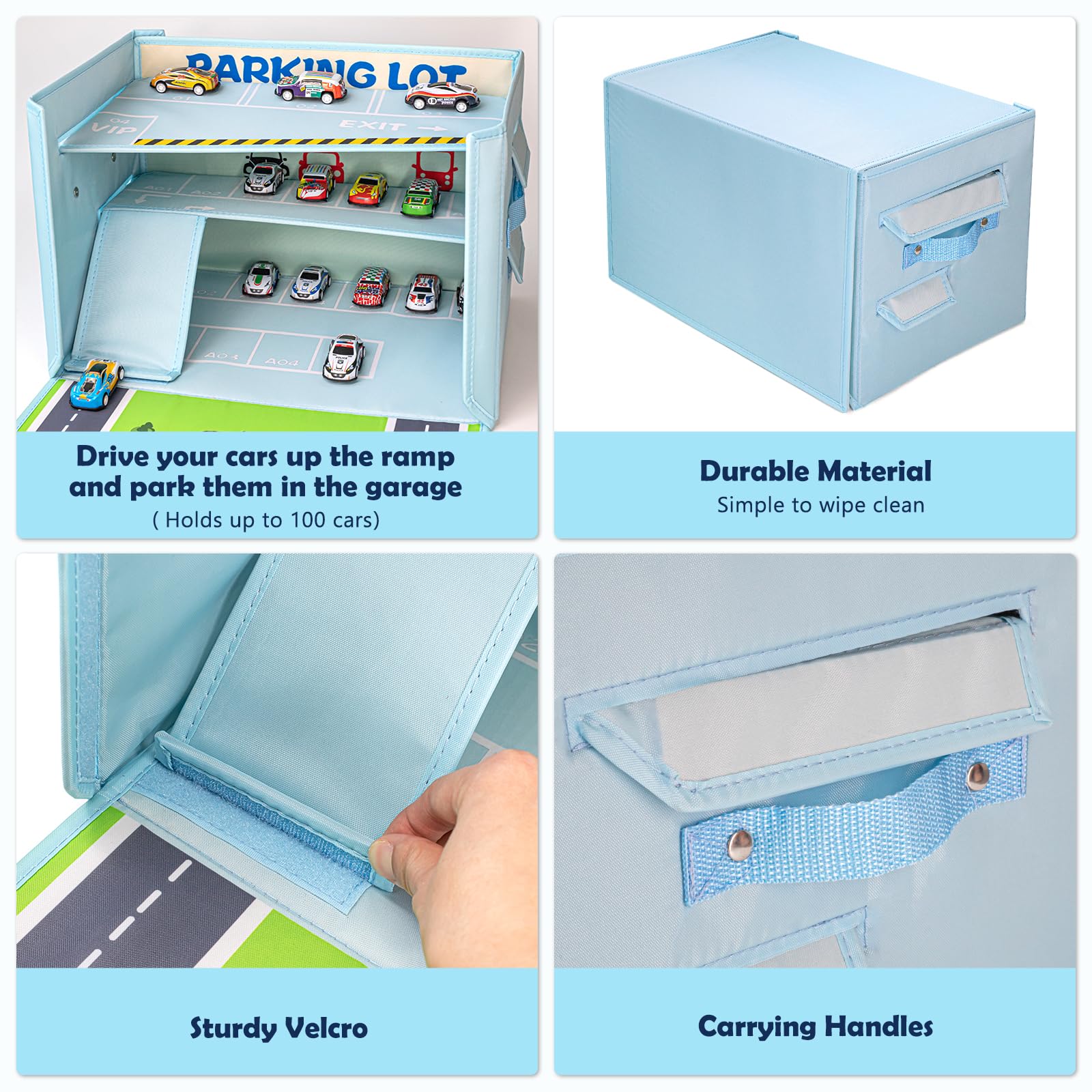 Livememory toy car garage box 3 level garage for stacked parking and storytelling.