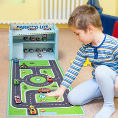 Livememory toy car garage box dimensions show ample space for toy cars.