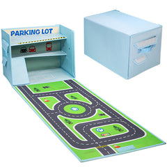 Livememory toy car garage box front view for organized storage and easy cleanup.