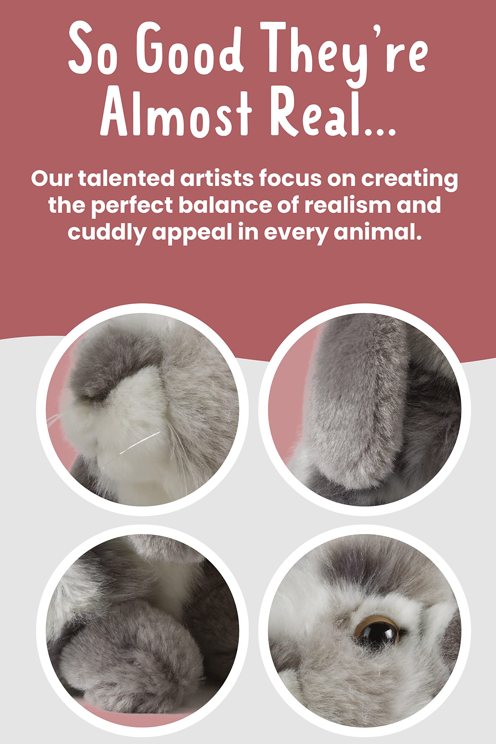 Close-up of Living Nature rabbit fur texture and two-tone coat.