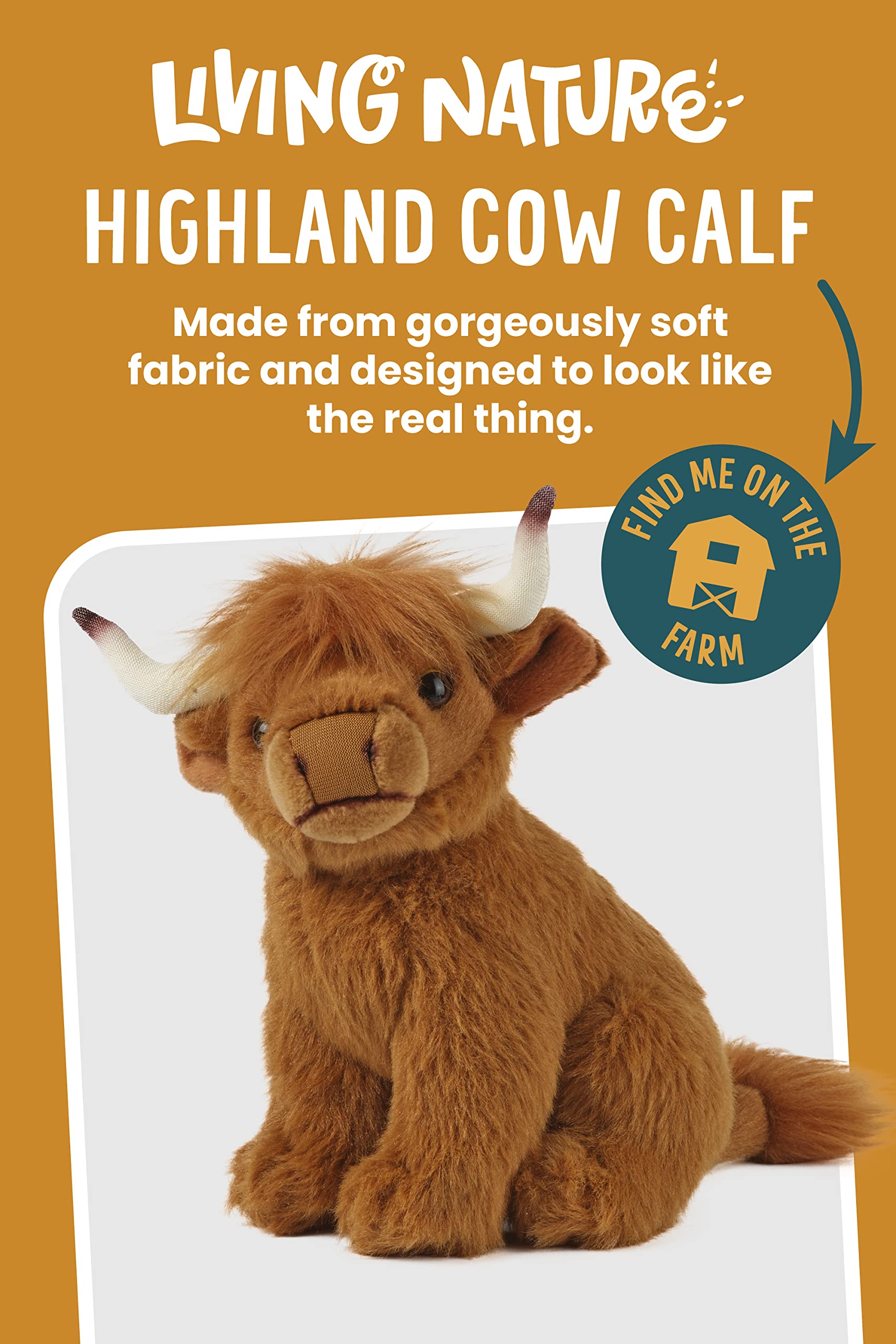 Living Nature Highland Cow fluffy coat close-up, showing detailed texture for tactile cuddling.
