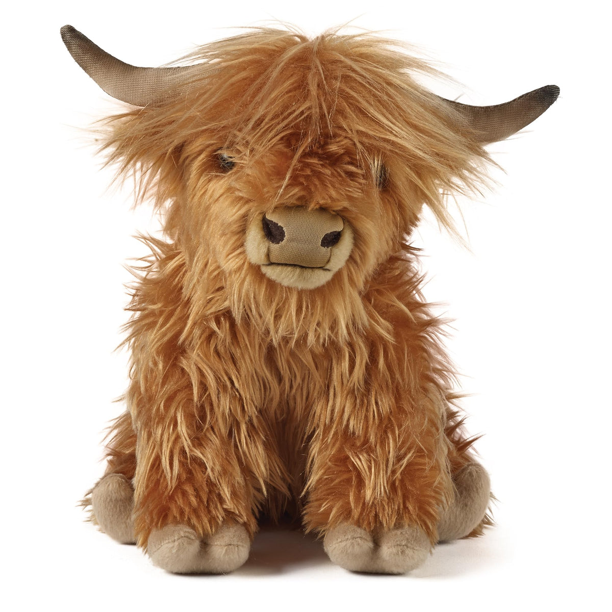 Living Nature Highland Cow plush 9-inch cuddly toy, ideal for imaginative play and bedtime hugs.