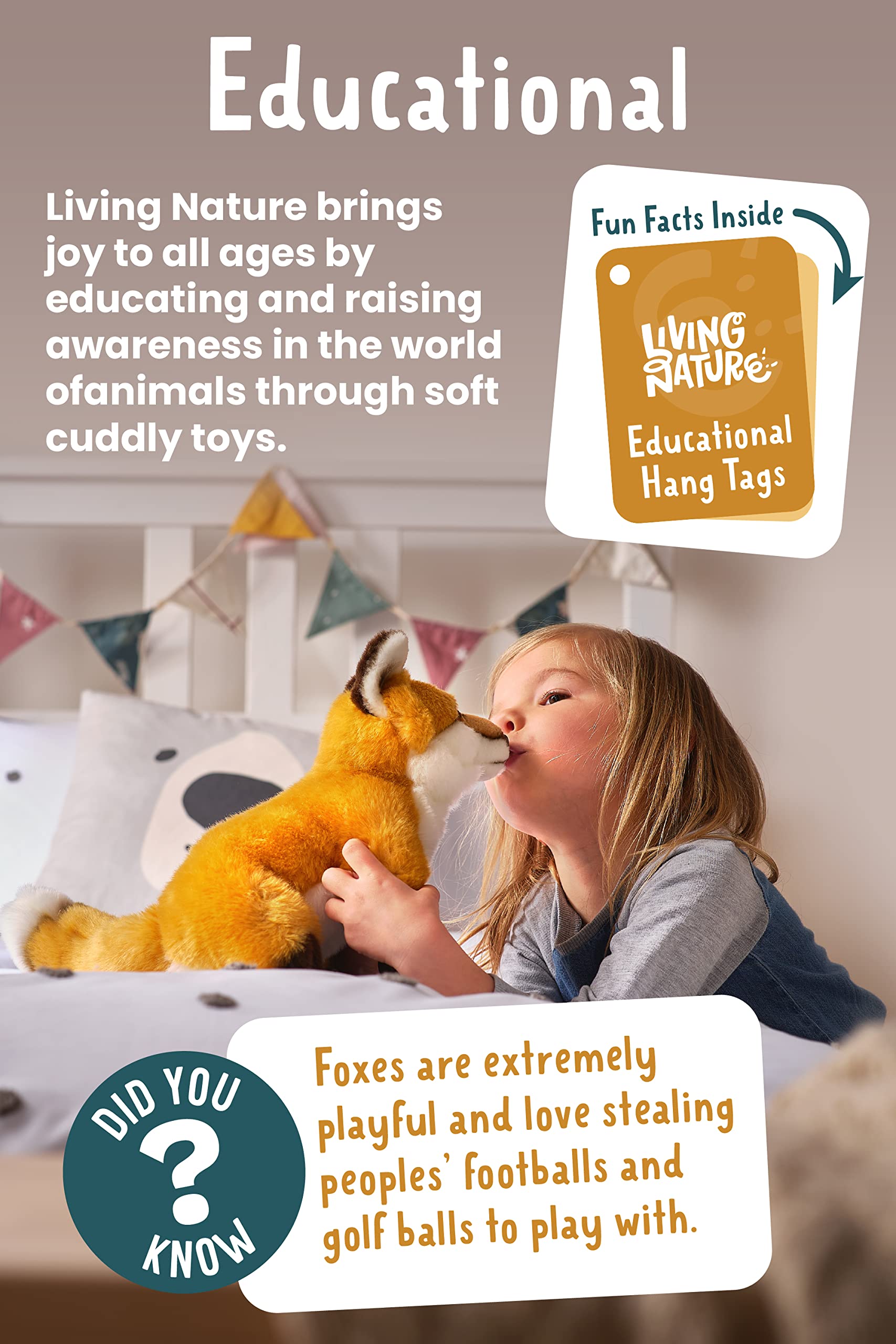 Living Nature Highland Cow snuggle-ready toy, ideal for bedtime comfort.