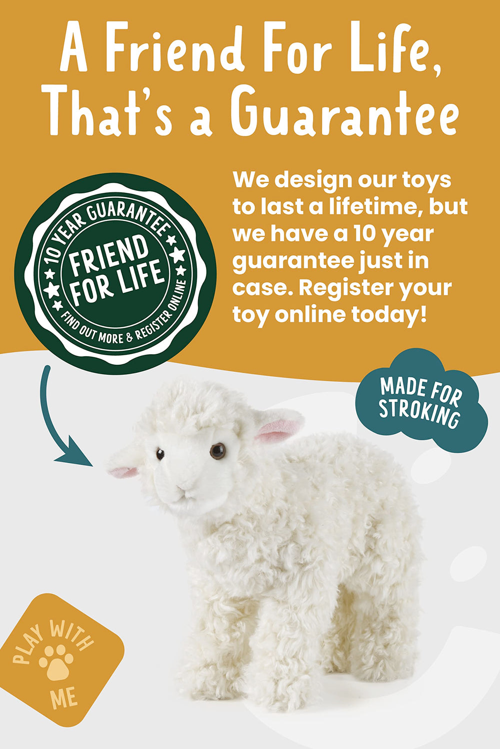 Living Nature Lamb cuddly companion for warm hugs and play.