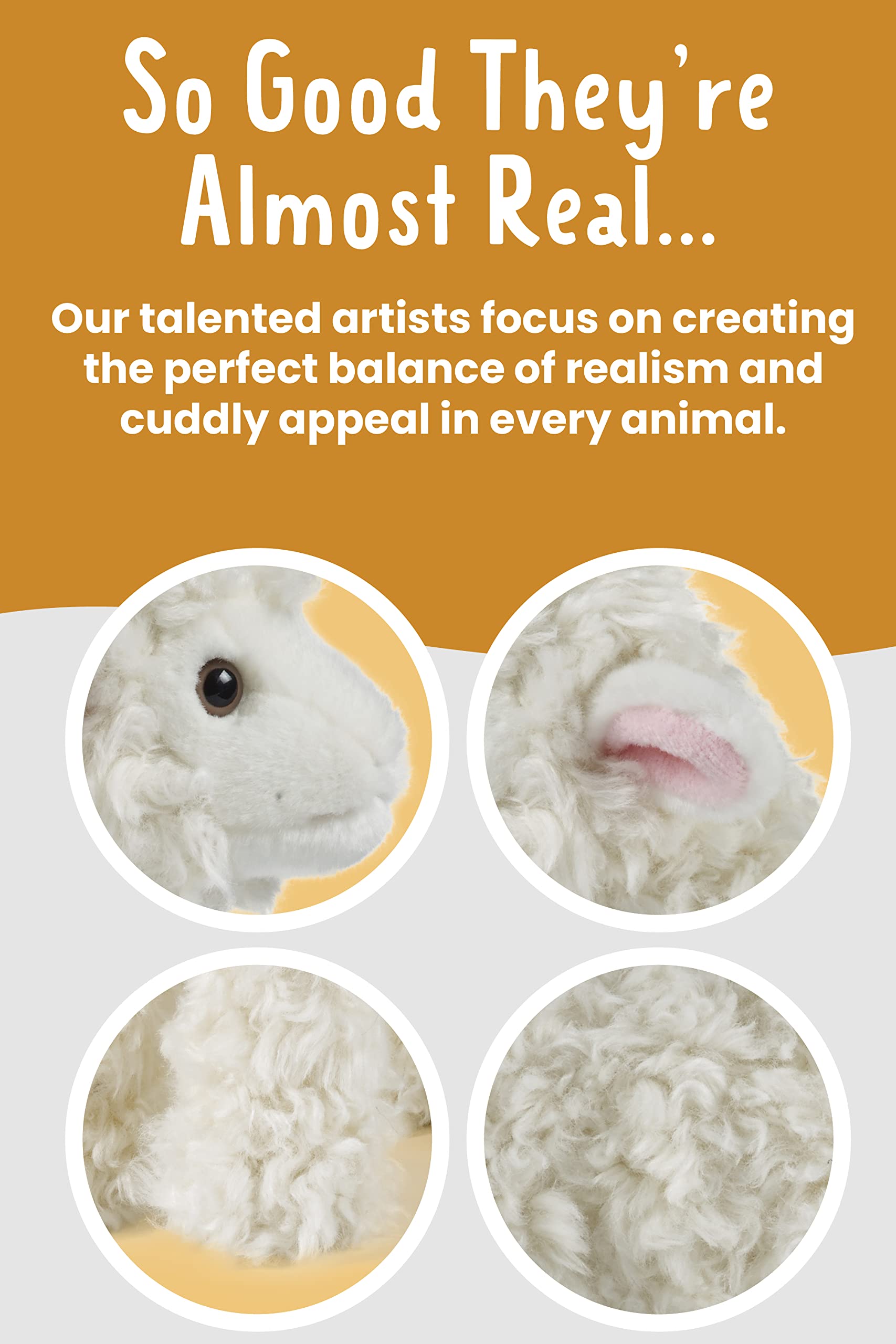 Living Nature Lamb realistic details highlight fur, eyes, and craftsmanship.