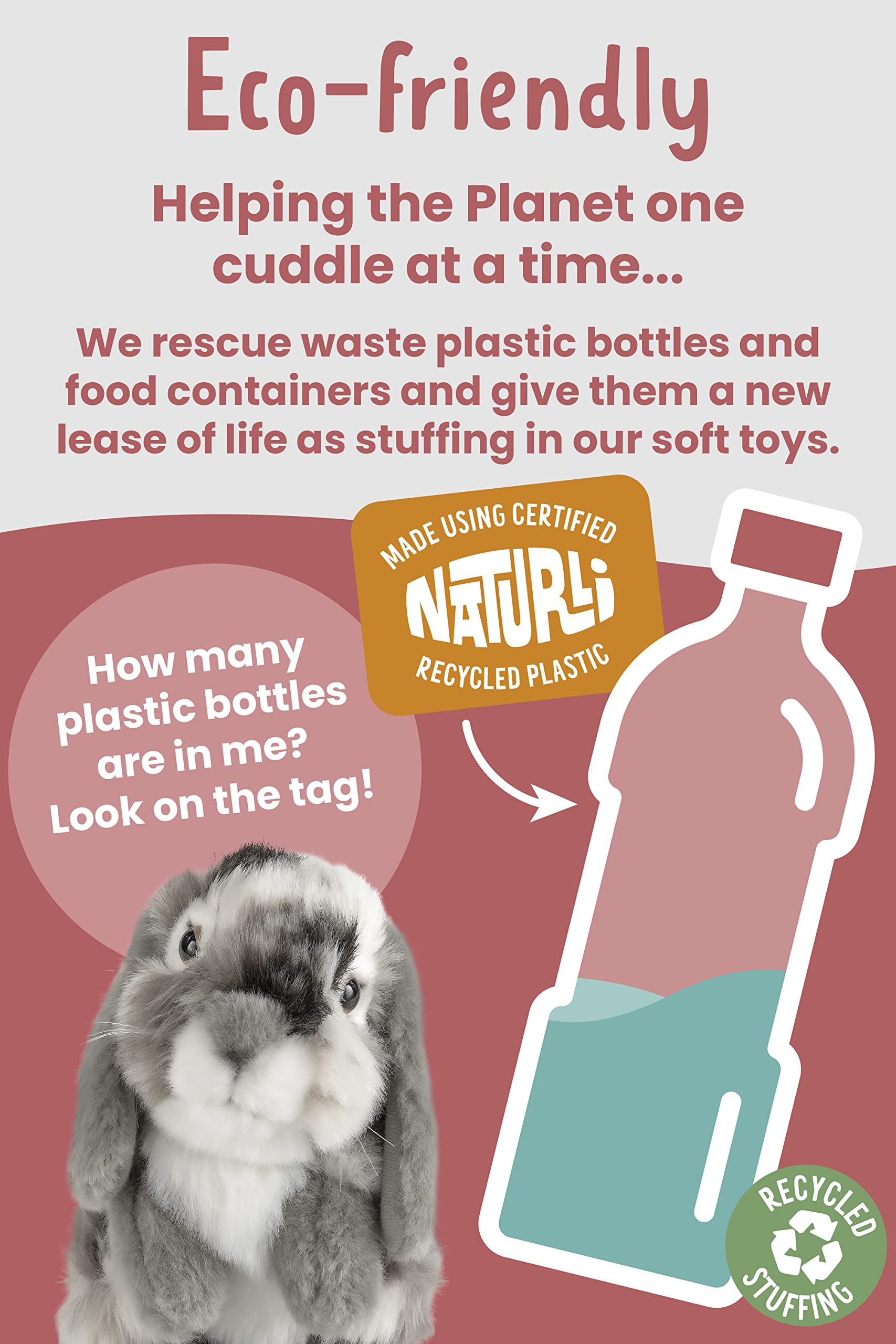 Naturli eco-friendly rabbit toy made from recycled materials.