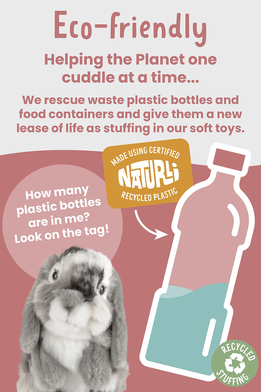 Naturli eco-friendly rabbit toy made from recycled materials.