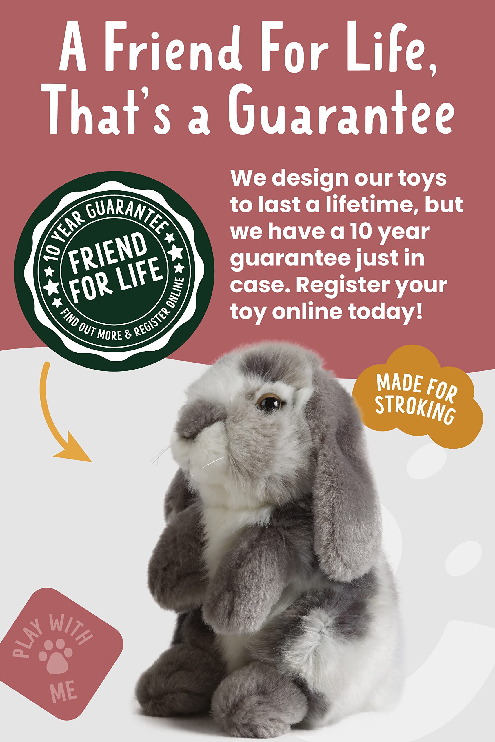 Soft 7-inch rabbit plush ideal for bedtime cuddles.